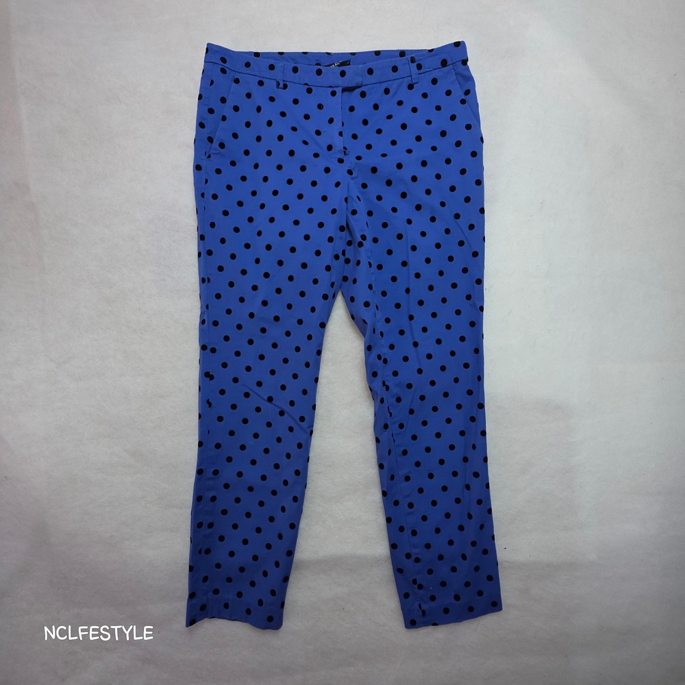 Cynthia Rowley Blue Polka Dot Pants Womens 6 Cotton Stretch Ankle Trousers